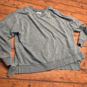 Colsie Sweatshirt Womens Large Green Distressed Crewneck Pullover Lounge Top